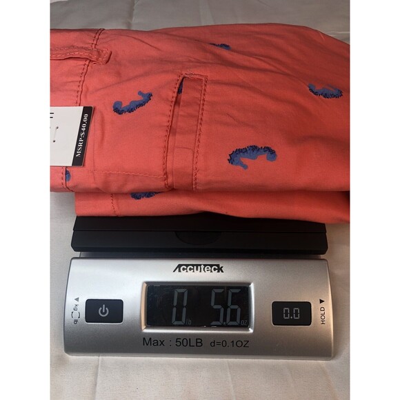 Chino Short Women's Size 14 Orange Chino Pockets Patterned Cotton Sea Horse - Picture 13 of 13